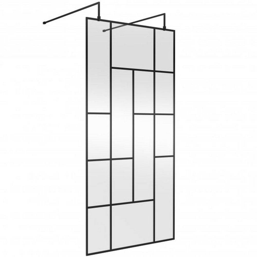 Hudson Reed 1000mm Black Abstract Freestanding Wetroom Screen and Support Bars