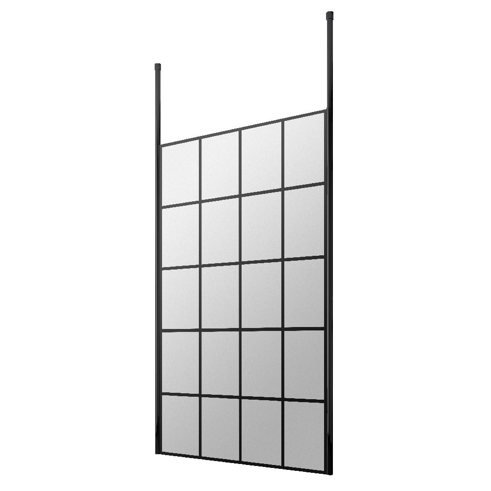 Hudson Reed 900mm Freestanding Black Wetroom Screen Framed with Two Ceiling Posts (1)
