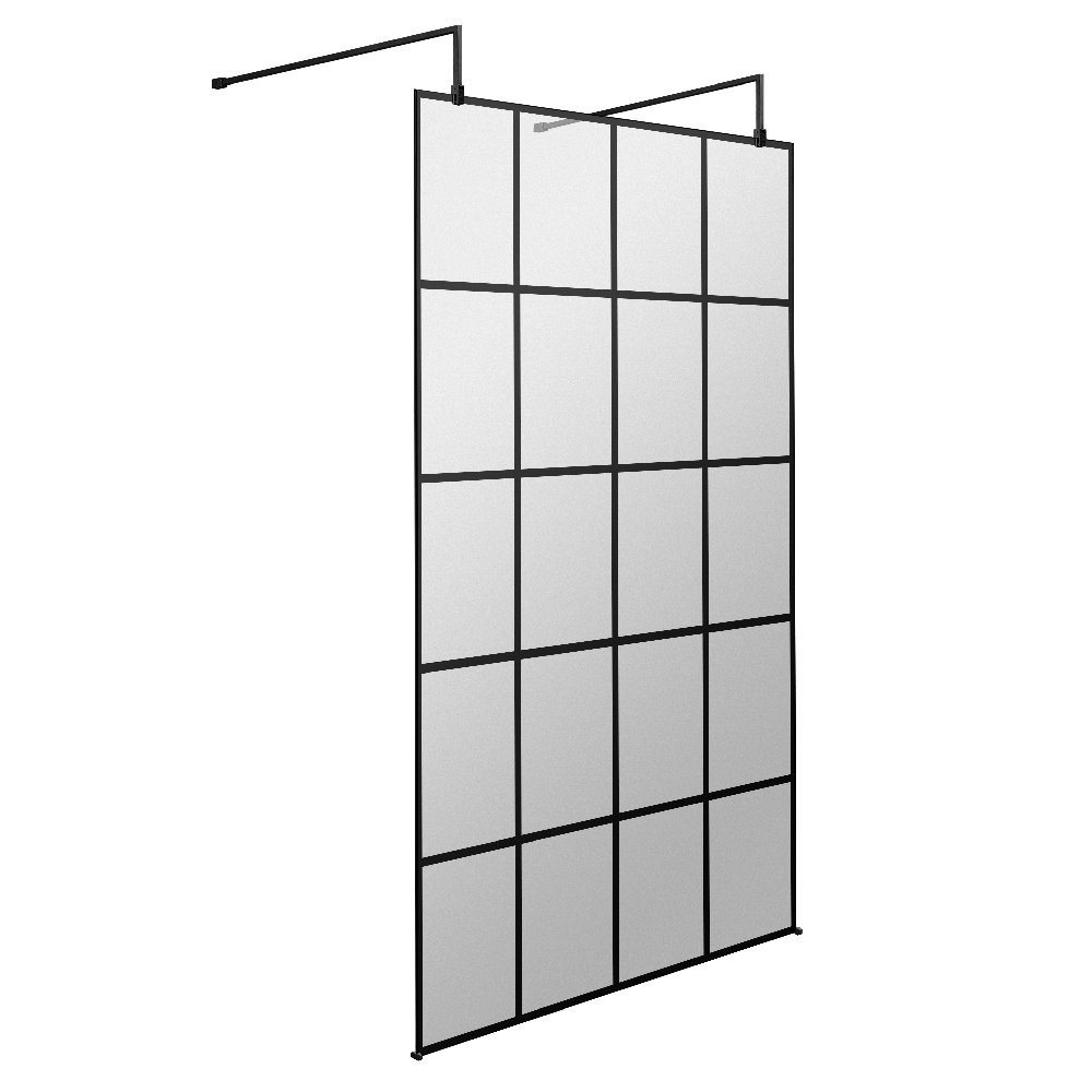 Hudson Reed 1000mm Freestanding Wetroom Screen with Black Support Arms (1)
