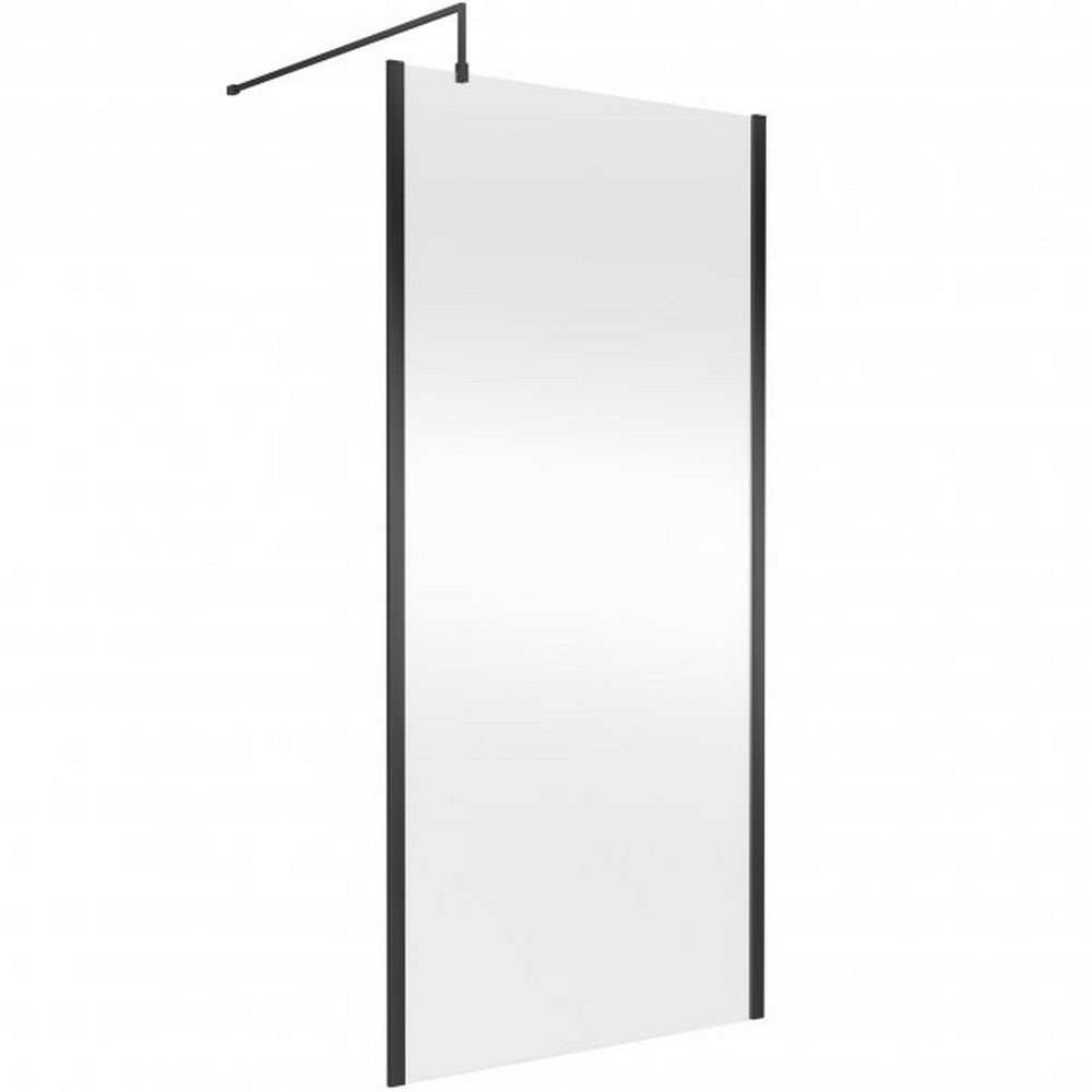 Hudson Reed 1000mm Outer Frame Black Wetroom Screen and Support Bar