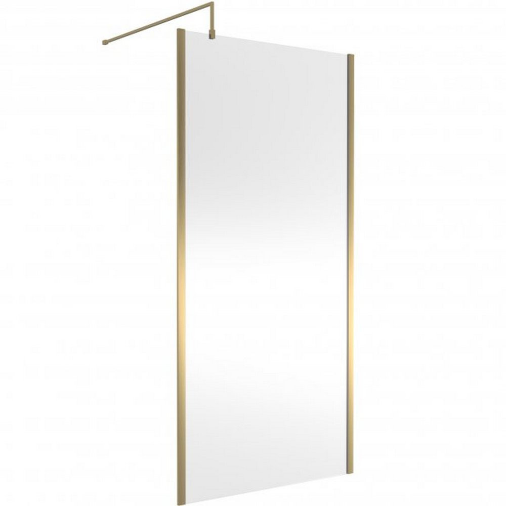 Hudson Reed 1000mm Outer Frame Brushed Brass Wetroom Screen and Support Bar