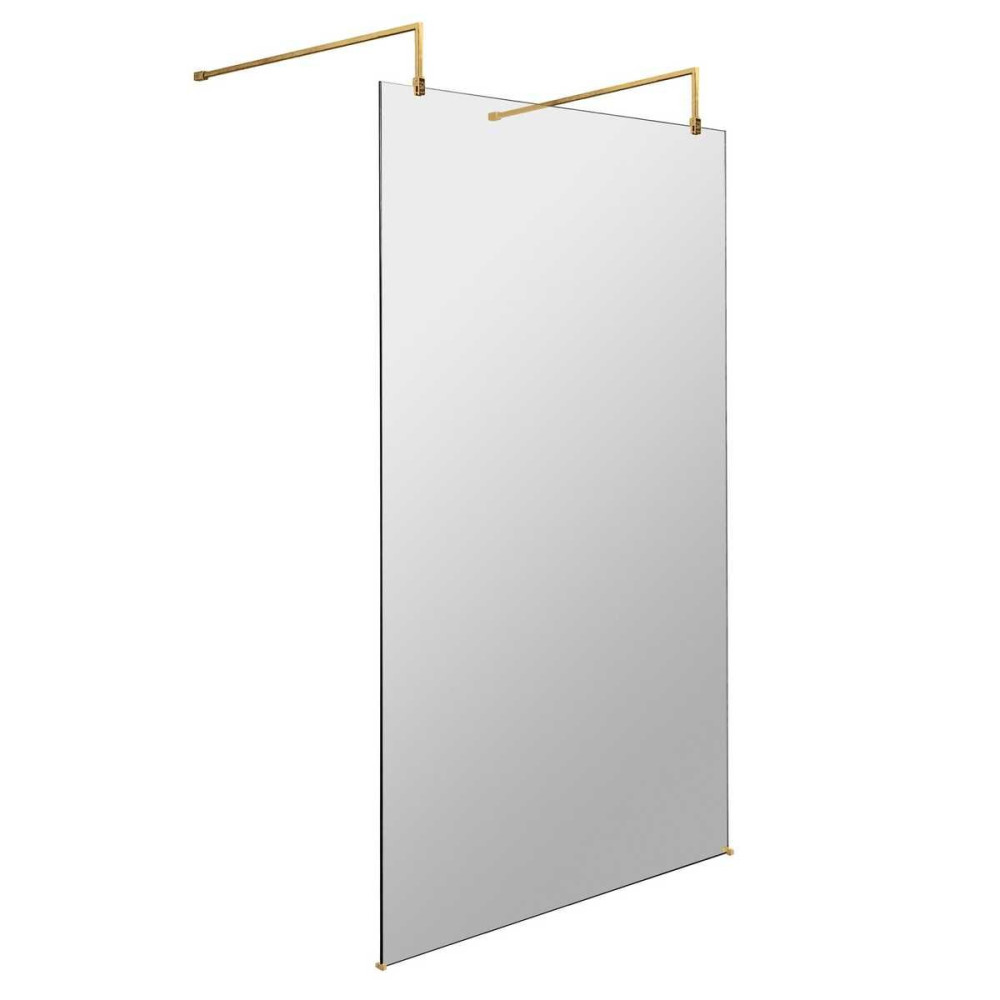 Hudson Reed 1100mm Freestanding Wetroom Screen with Brushed Brass Support Arms