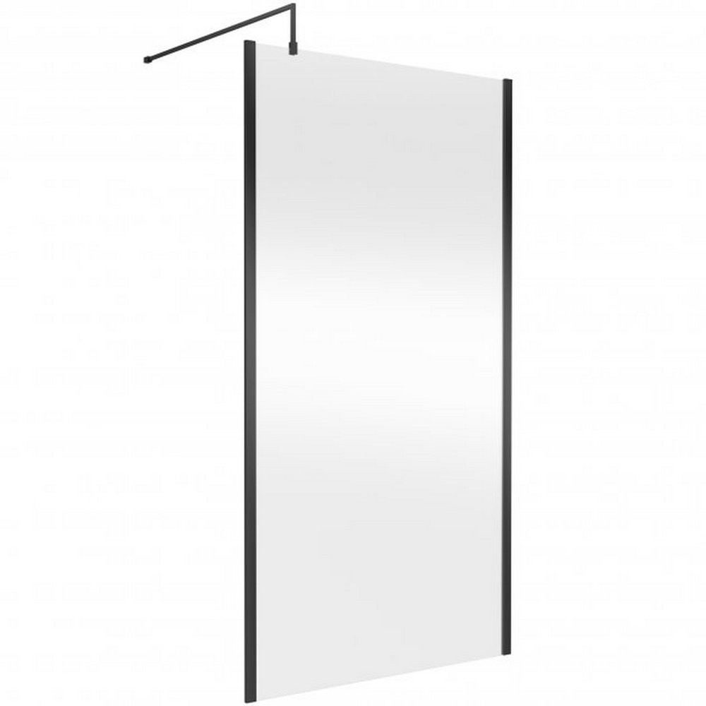 Hudson Reed 1100mm Outer Frame Black Wetroom Screen and Support Bar