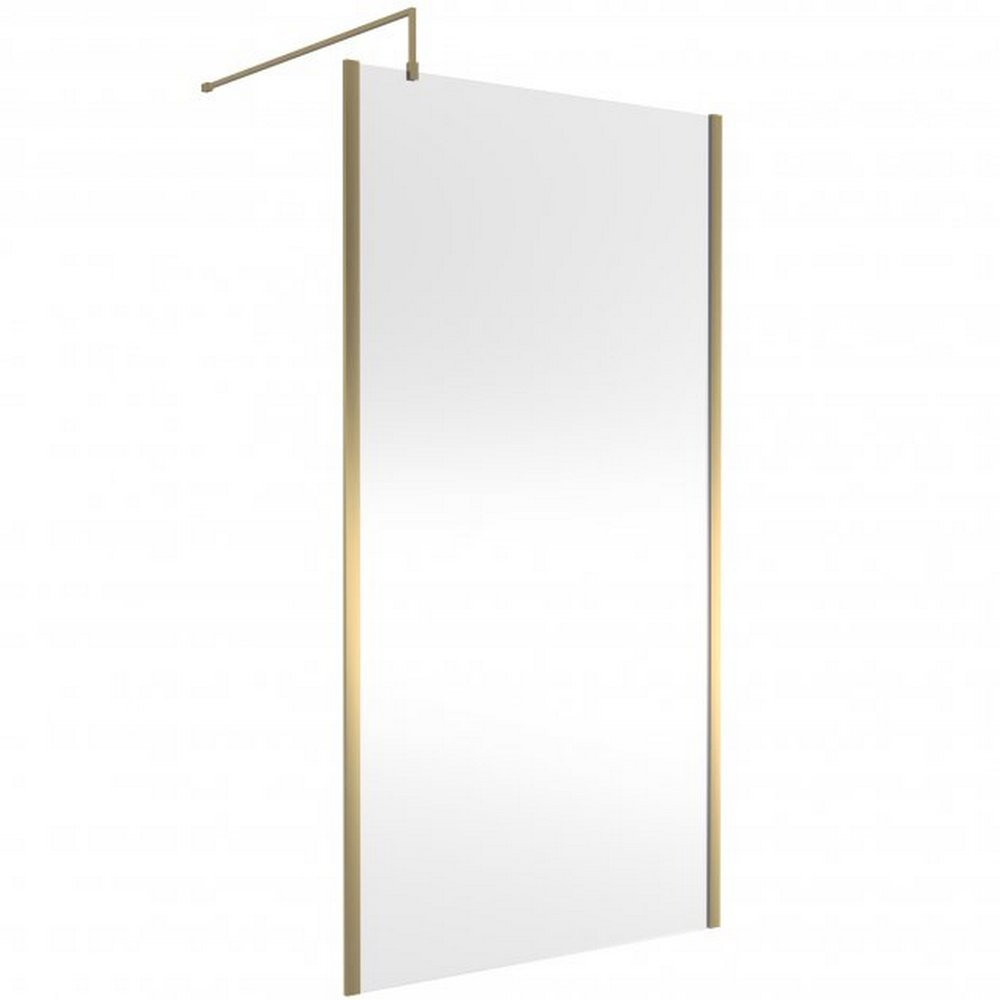 Hudson Reed 1100mm Outer Frame Brushed Brass Wetroom Screen and Support Bar