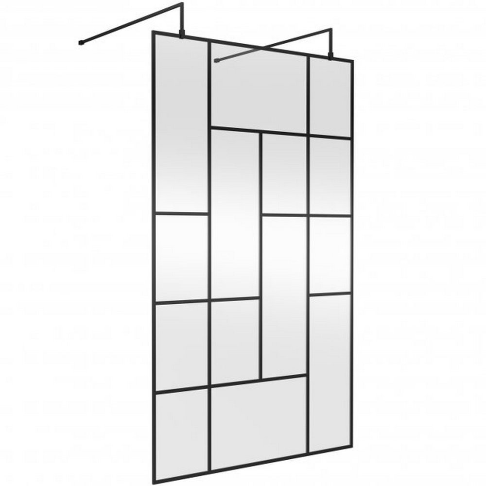 Hudson Reed 1200mm Black Abstract Freestanding Wetroom Screen and Support Bars