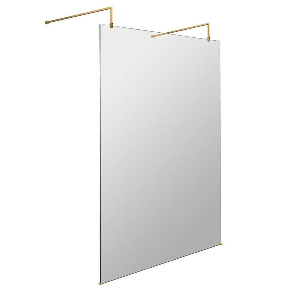 Hudson Reed 1200mm Freestanding Wetroom Screen with Brushed Brass Support Arms