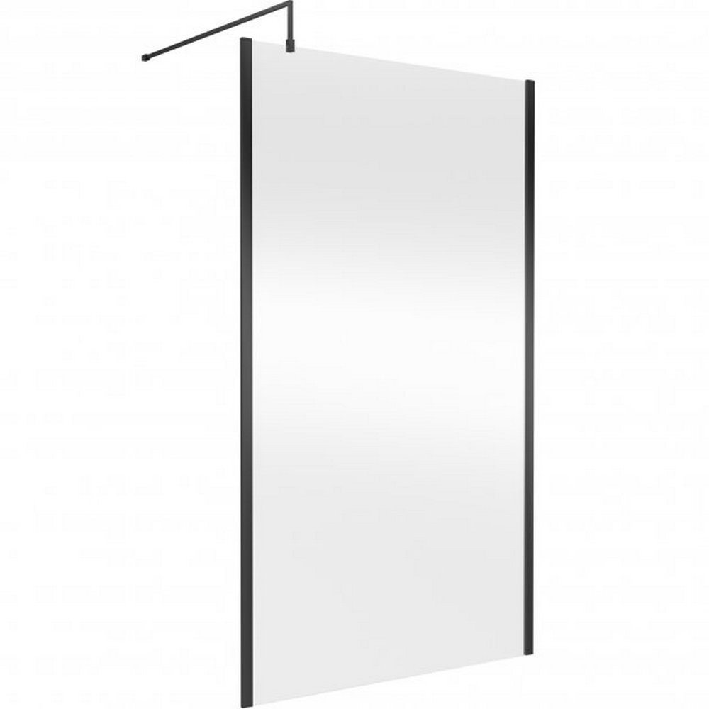 Hudson Reed 1200mm Outer Frame Black Wetroom Screen and Support Bar