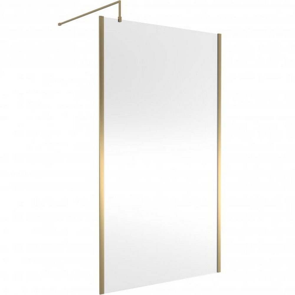 Hudson Reed 1200mm Outer Frame Brushed Brass Wetroom Screen and Support Bar