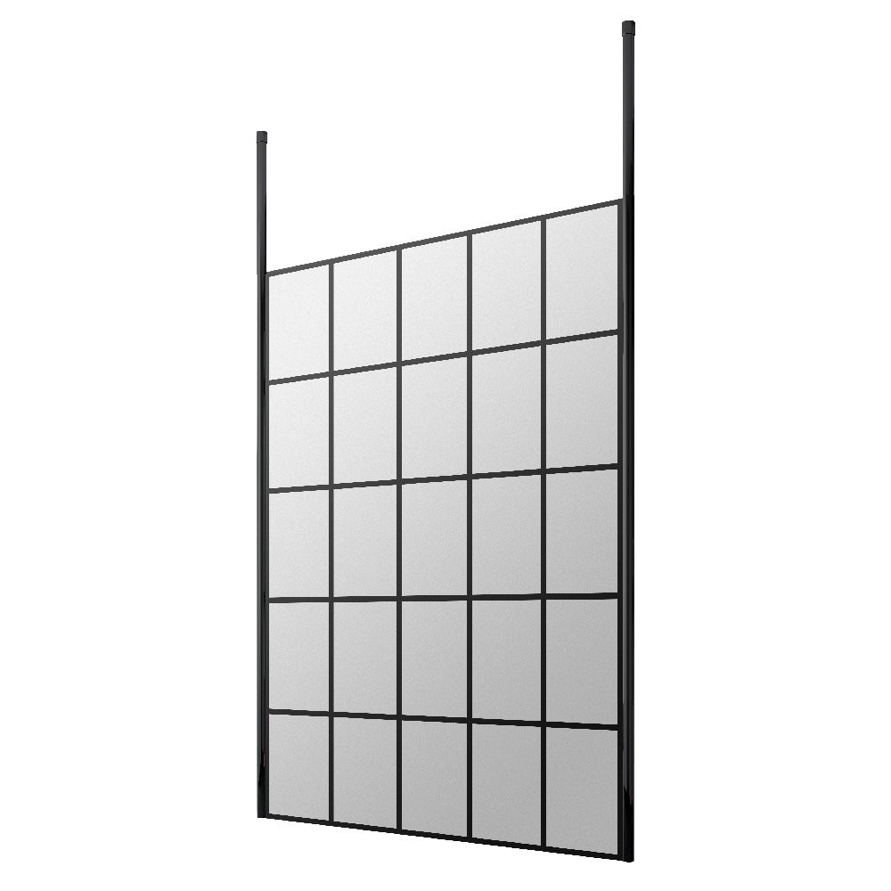 Hudson Reed 1400mm Freestanding Black Wetroom Screen Framed with Two Ceiling Posts (1)