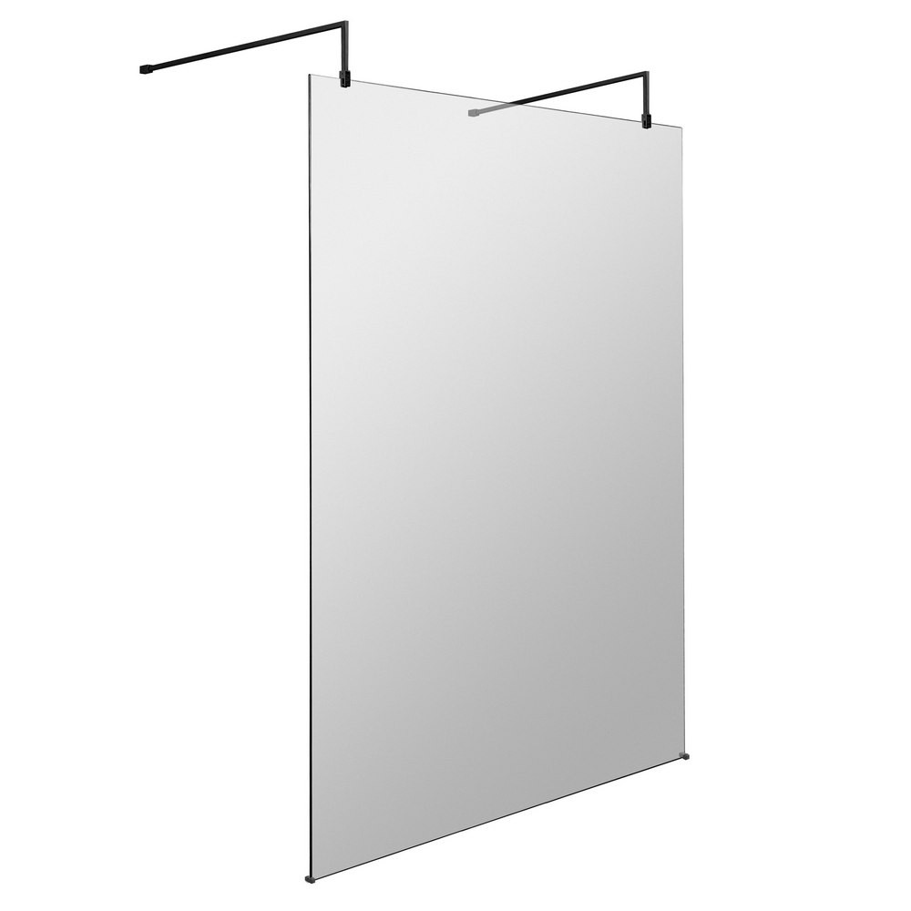 Hudson Reed 1400mm Freestanding Wetroom Screen with Black Support Arms (1)