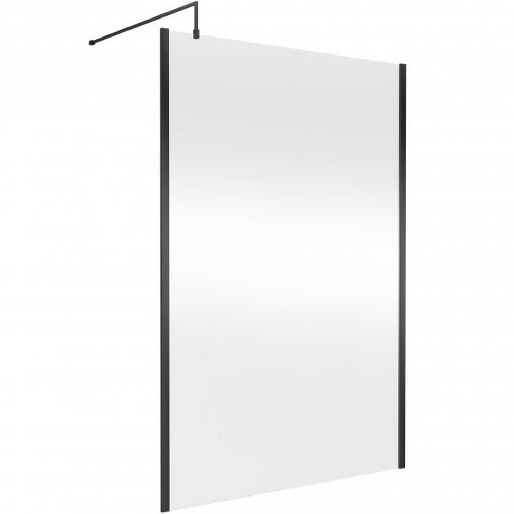 Hudson Reed 1400mm Outer Frame Black Wetroom Screen and Support Bar