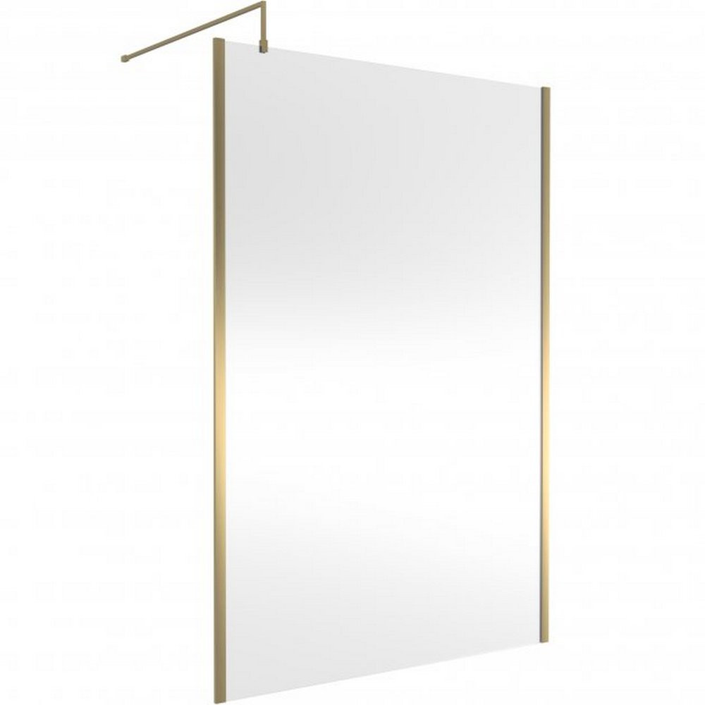 Hudson Reed 1400mm Outer Frame Brushed Brass Wetroom Screen and Support Bar