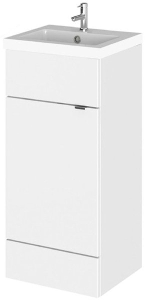 Hudson Reed Fusion 400mm Floor Standing Vanity Unit & Basin - Gloss White