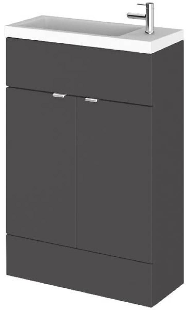 Hudson Reed Fusion 600mm Slimline Vanity Unit & Basin - Gloss Grey