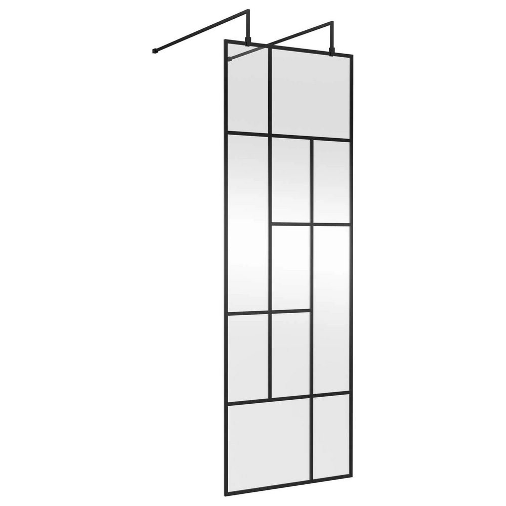 Hudson Reed 700mm Black Abstract Freestanding Wetroom Screen and Support Bars
