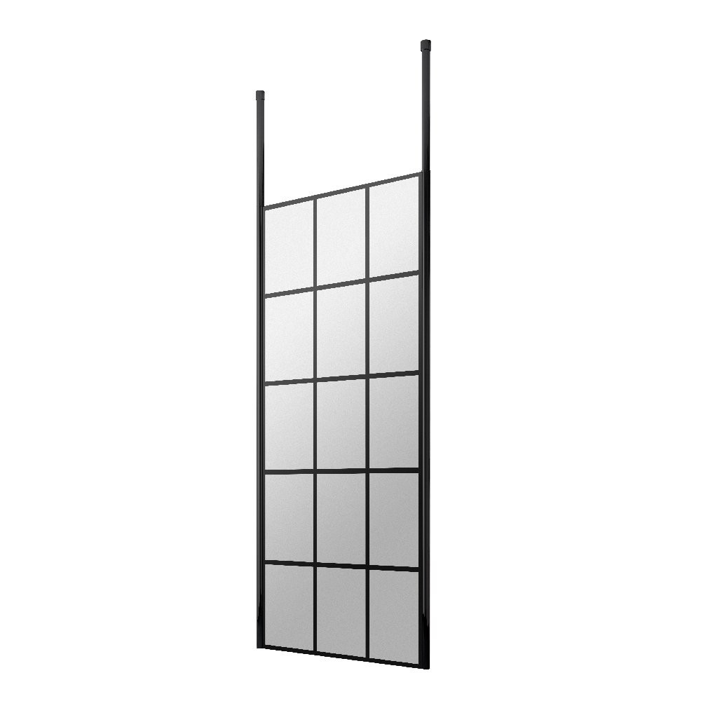 Hudson Reed 900mm Freestanding Black Wetroom Screen Framed with Two Ceiling Posts (1)