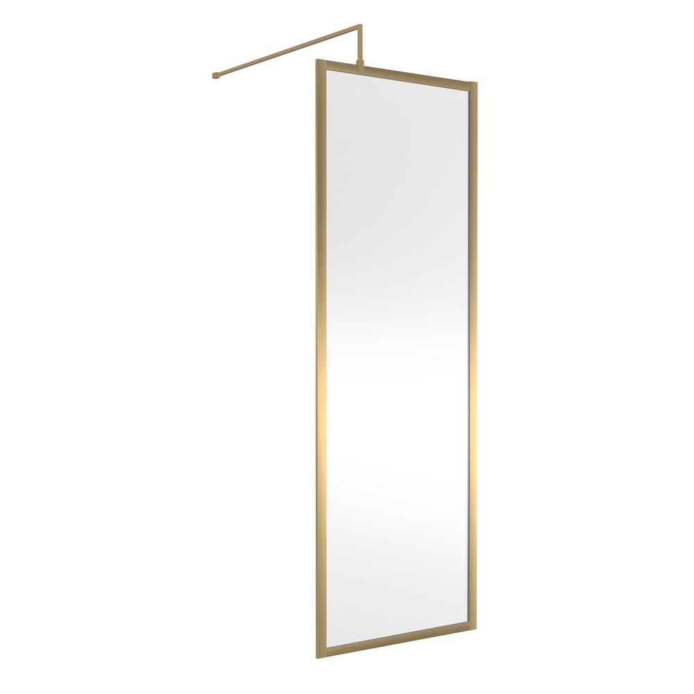 Hudson Reed 700mm Full Outer Frame Wetroom Screen in Brushed Brass