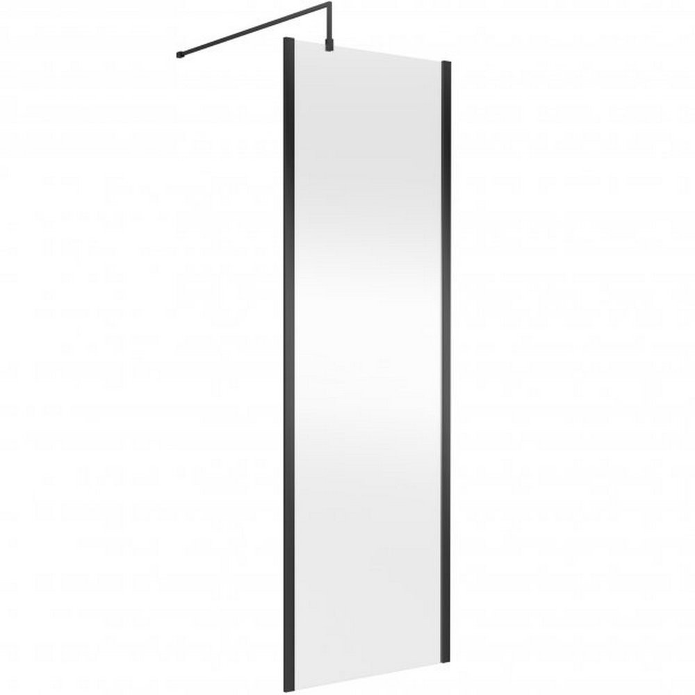 Hudson Reed 700mm Outer Frame Black Wetroom Screen and Support Bar (1)