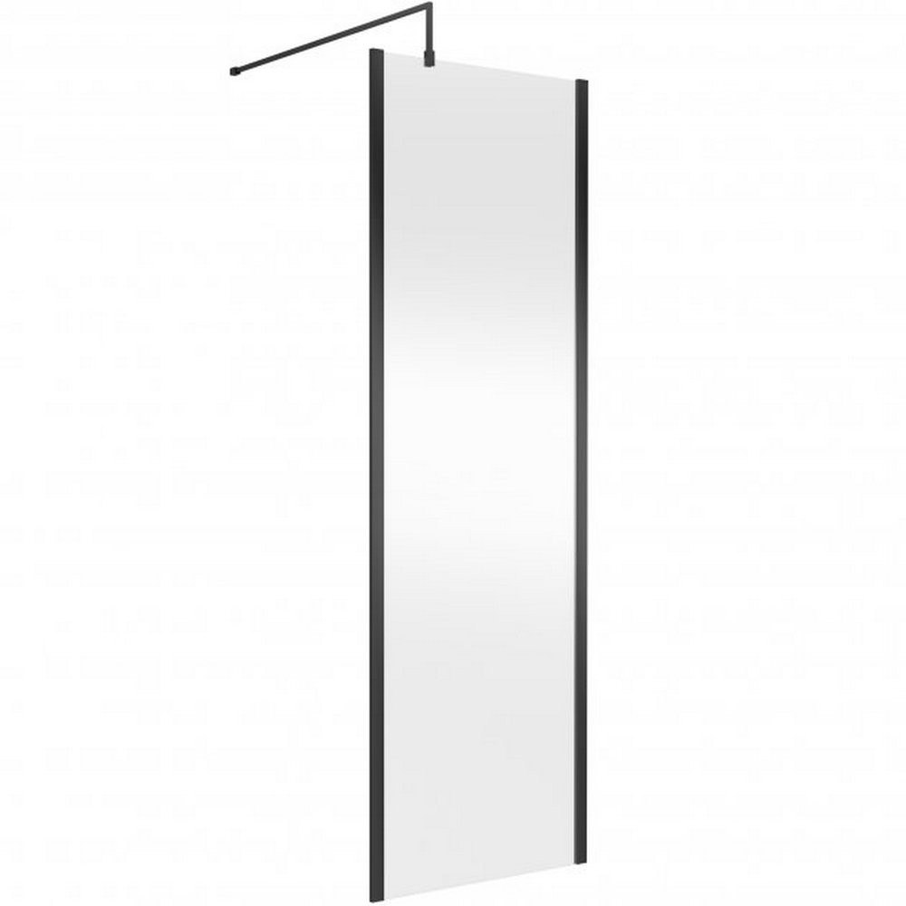 Hudson Reed 700mm Outer Frame Black Wetroom Screen and Support Bar