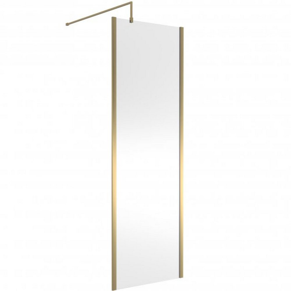 Hudson Reed 700mm Outer Frame Brushed Brass Wetroom Screen and Support Bar (1)