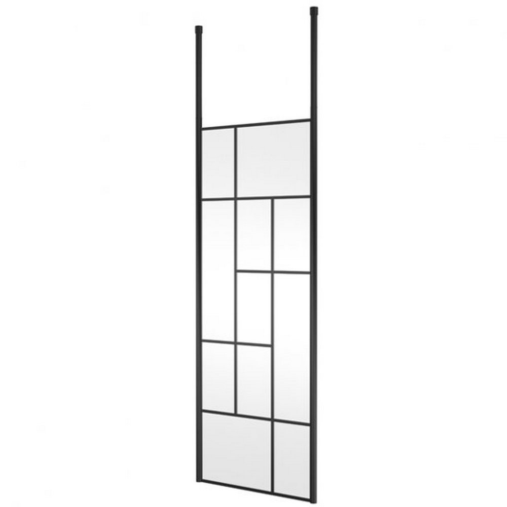 Hudson Reed 760mm Black Abstract Freestanding Wetroom Screen and Ceiling Posts