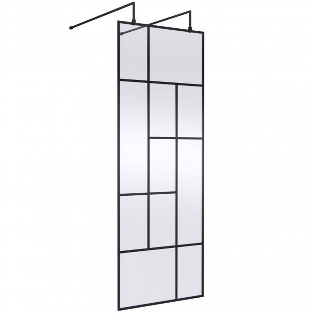 Hudson Reed 760mm Black Abstract Freestanding Wetroom Screen and Support Bars