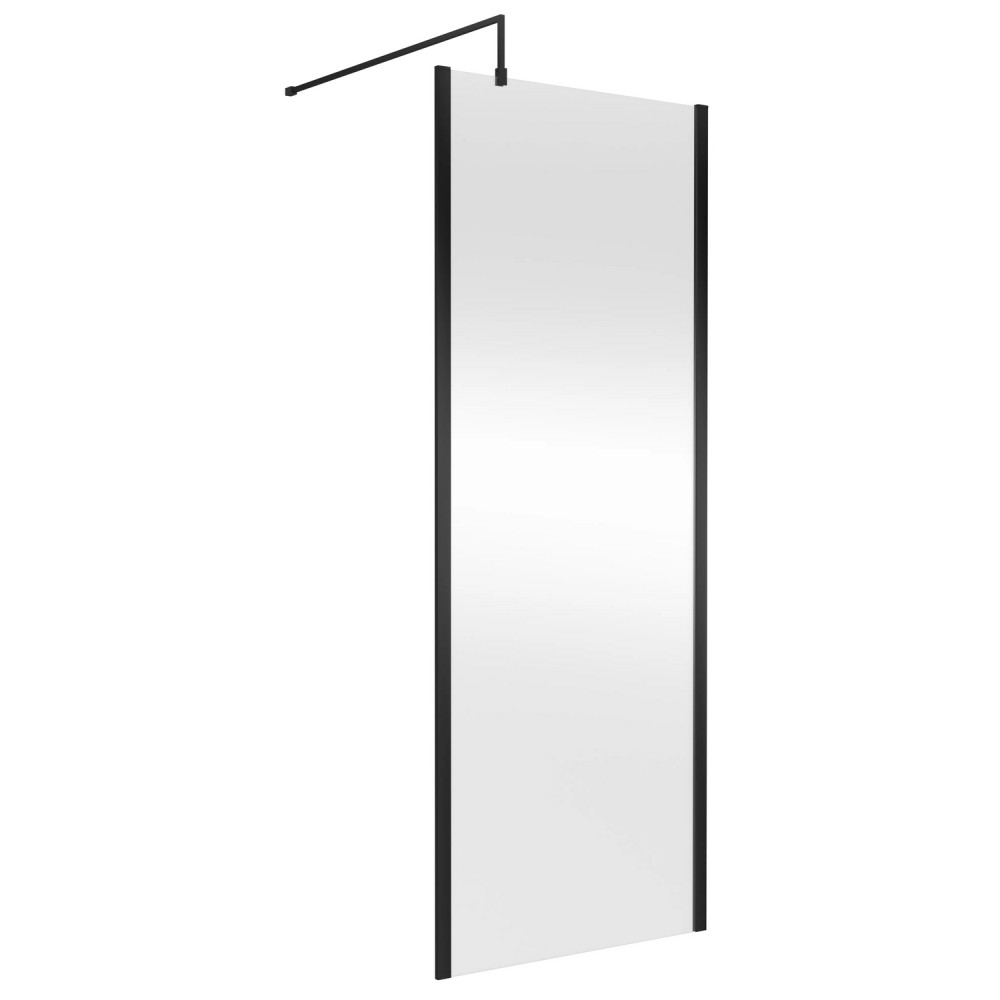 Hudson Reed 760mm Outer Frame Black Wetroom Screen and Support Bar
