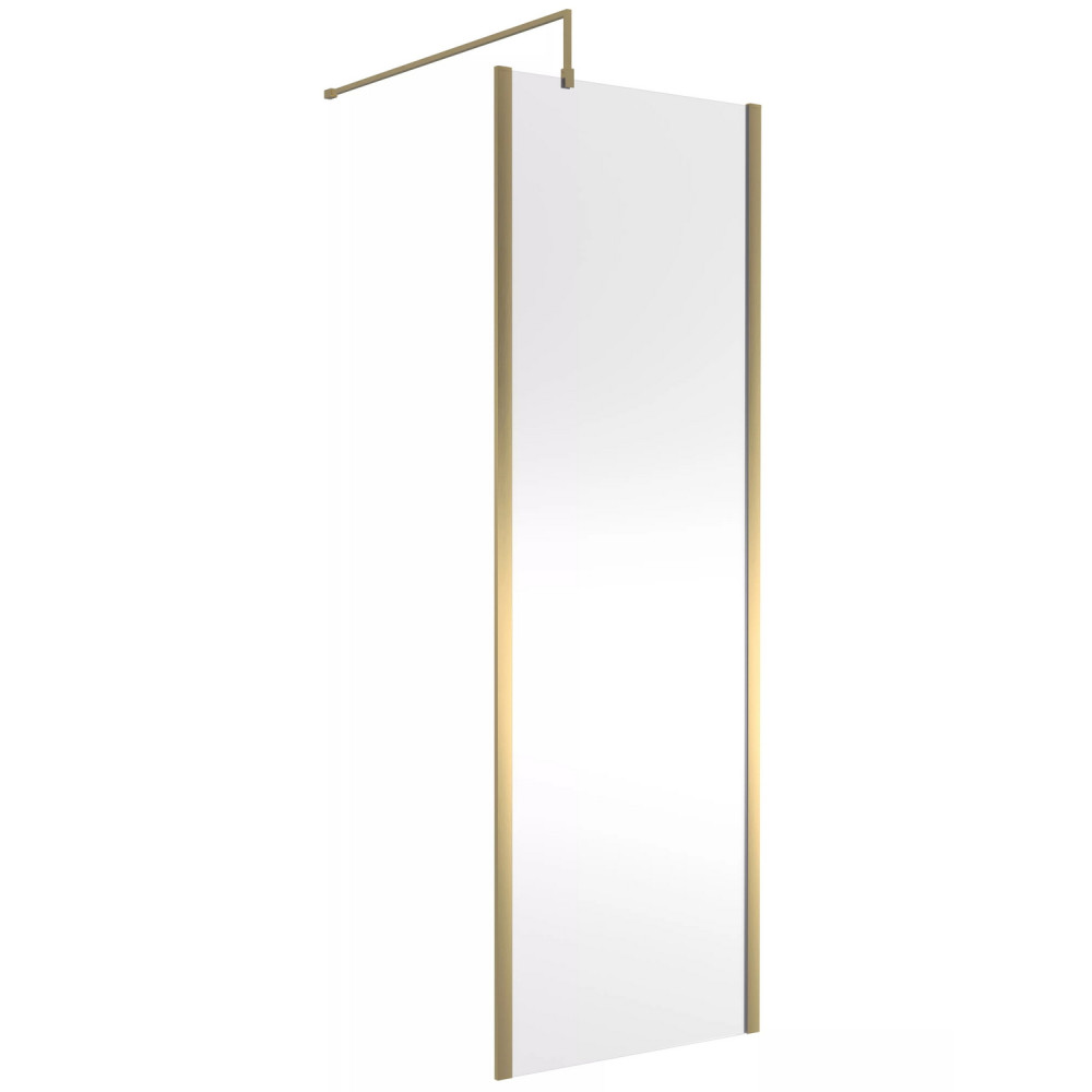 Hudson Reed 760mm Outer Frame Brushed Brass Wetroom Screen and Support Bar