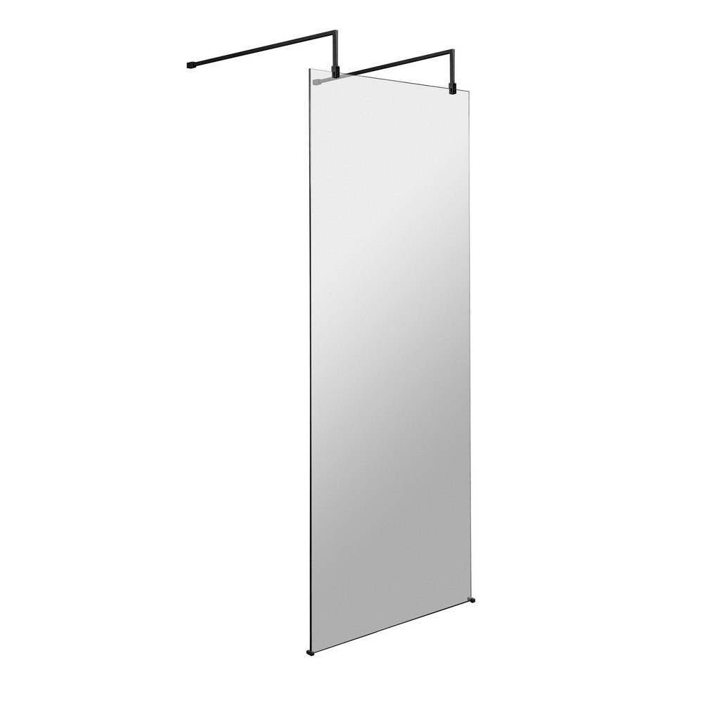 Hudson Reed 800mm Freestanding Wetroom Screen with Black Support Arms