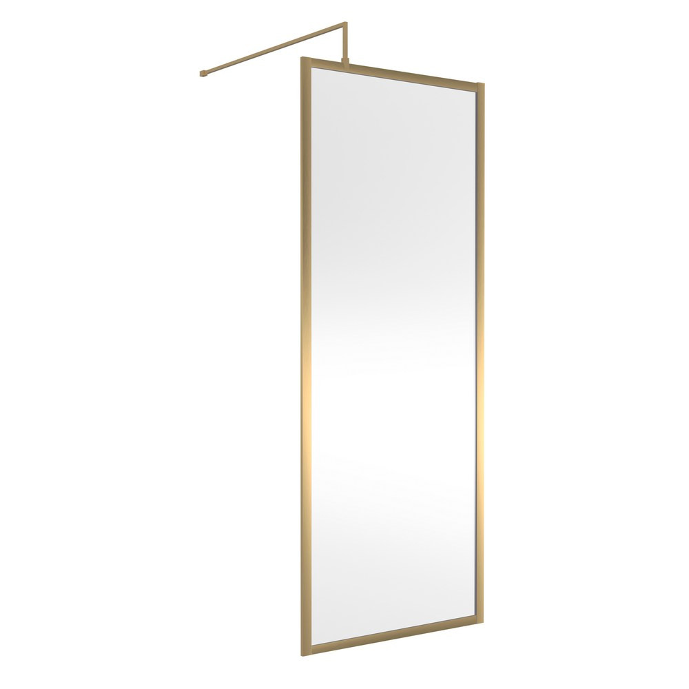 Hudson Reed 800mm Full Outer Frame Wetroom Screen in Brushed Brass (1)