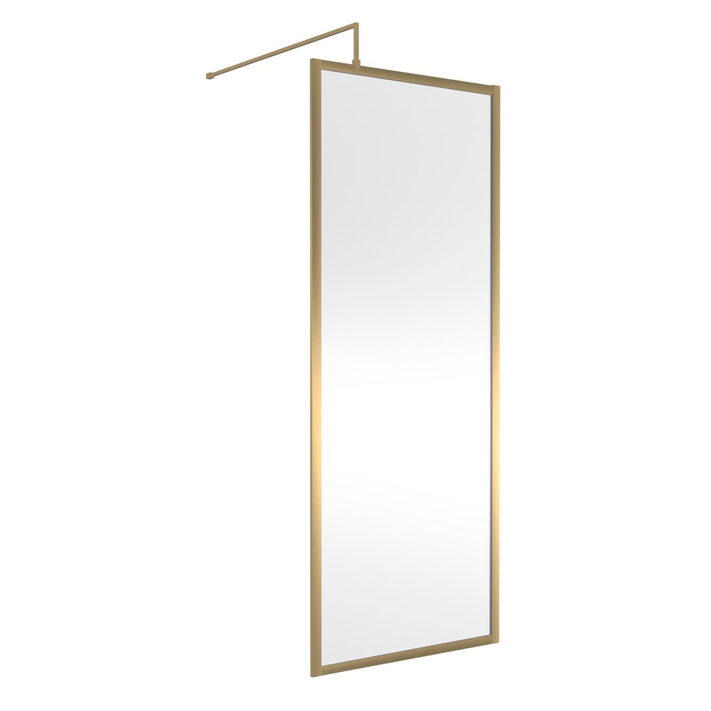 Hudson Reed 800mm Full Outer Frame Wetroom Screen in Brushed Brass