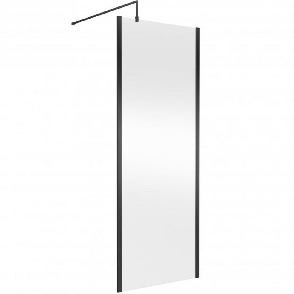 Hudson Reed 800mm Outer Frame Black Wetroom Screen and Support Bar