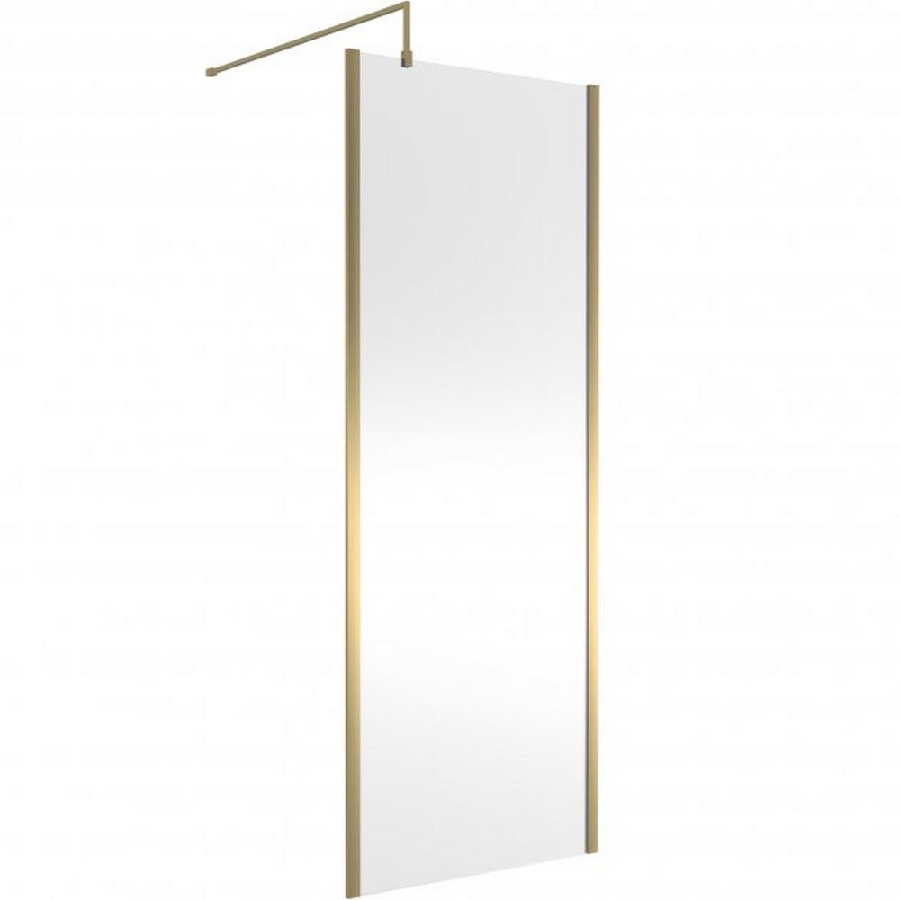 Hudson Reed 800mm Outer Frame Brushed Brass Wetroom Screen and Support Bar