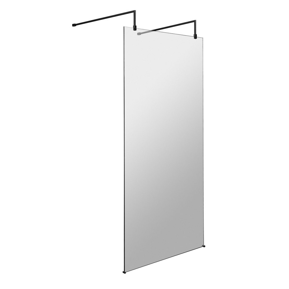 Hudson Reed 900mm Freestanding Wetroom Screen with Black Support Arms (1)