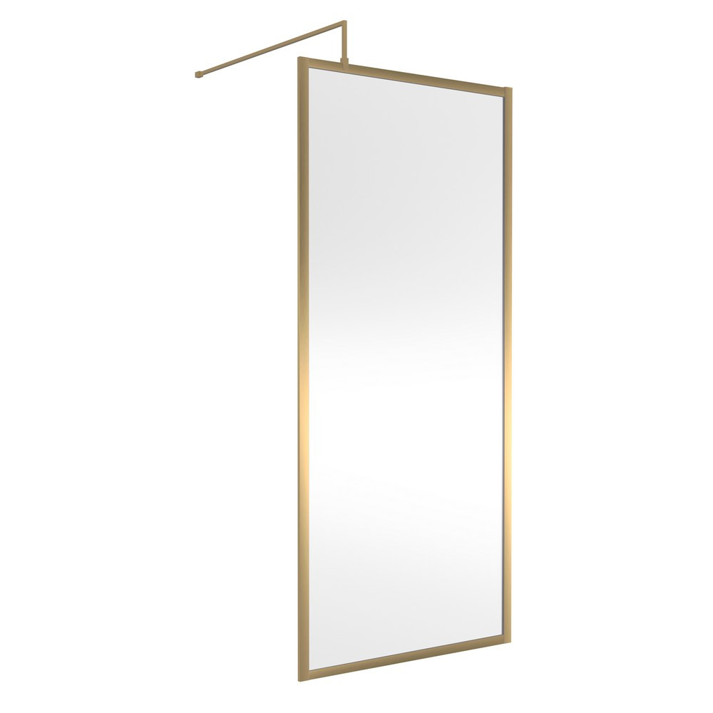 Hudson Reed 900mm Full Outer Frame Wetroom Screen in Brushed Brass (1)