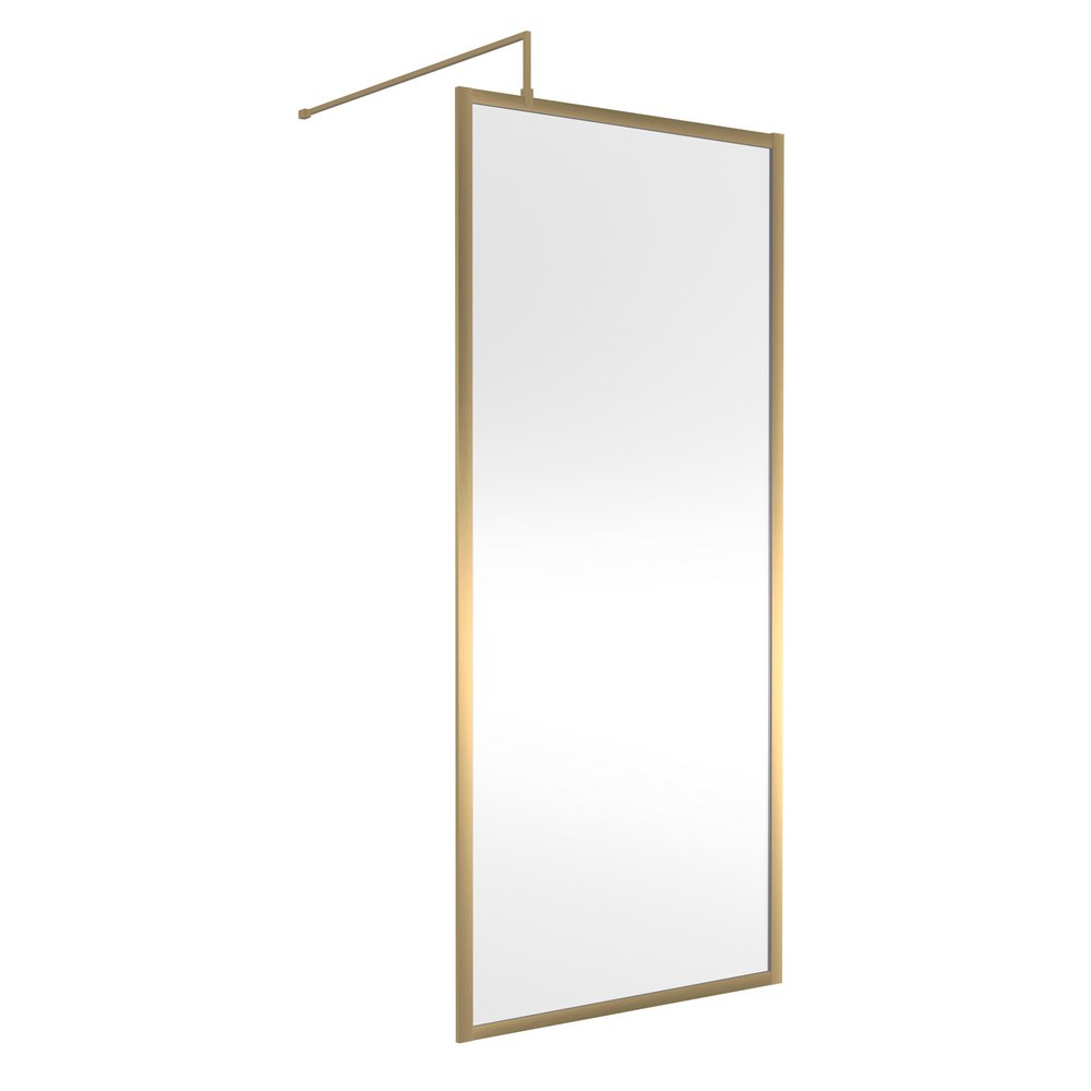 Hudson Reed 900mm Full Outer Frame Wetroom Screen in Brushed Brass