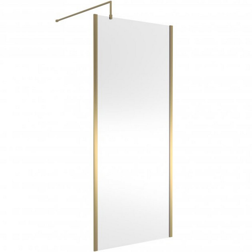 Hudson Reed 900mm Outer Frame Brushed Brass Wetroom Screen and Support Bar