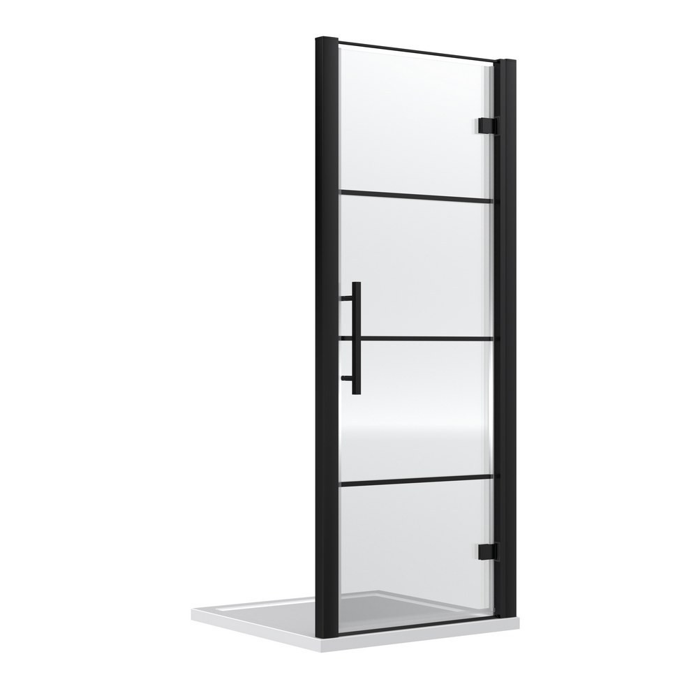Hudson Reed Apex 900mm Black Hinged Shower Door