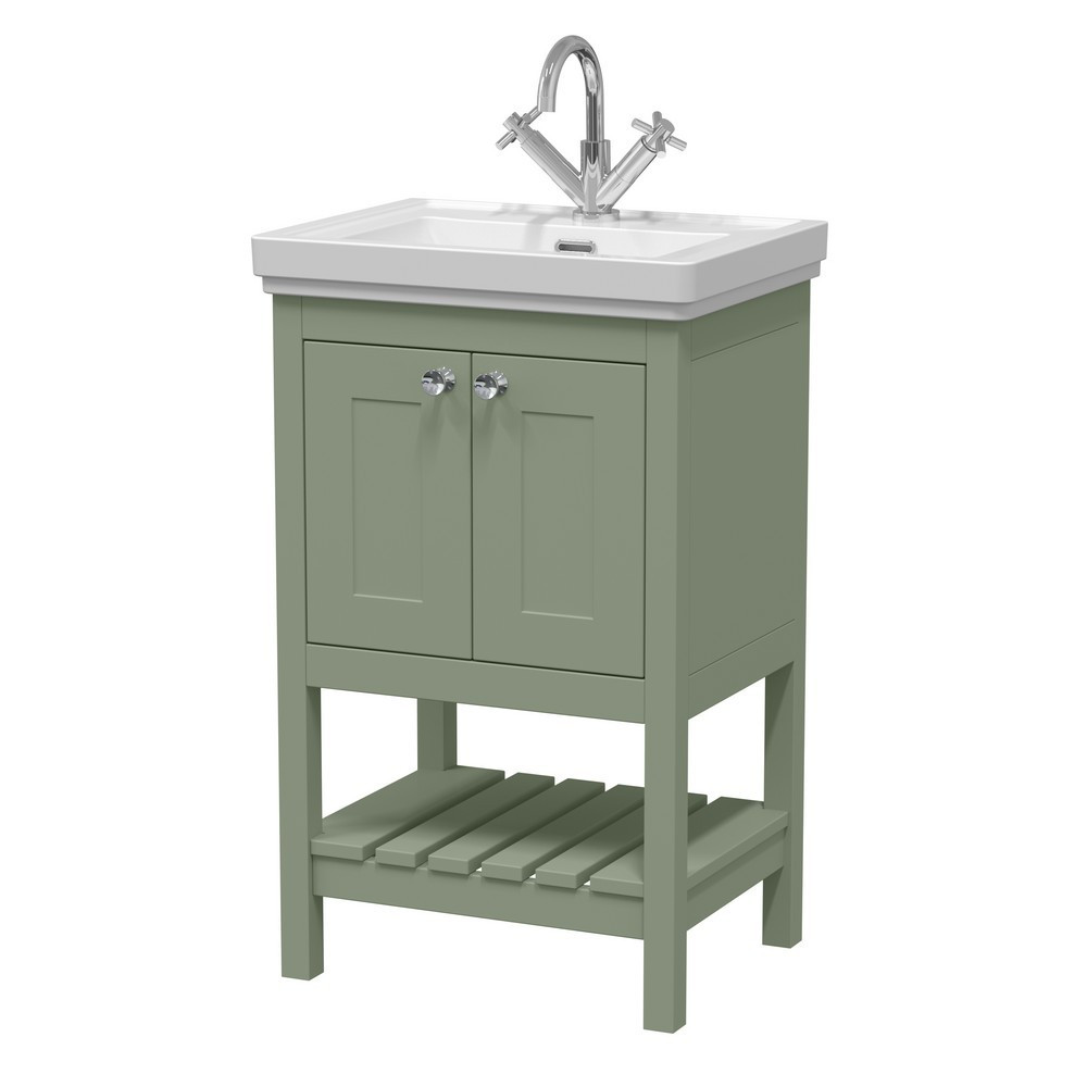 Hudson Reed Bexley 500mm Fern Green Vanity Unit with Basin (1)