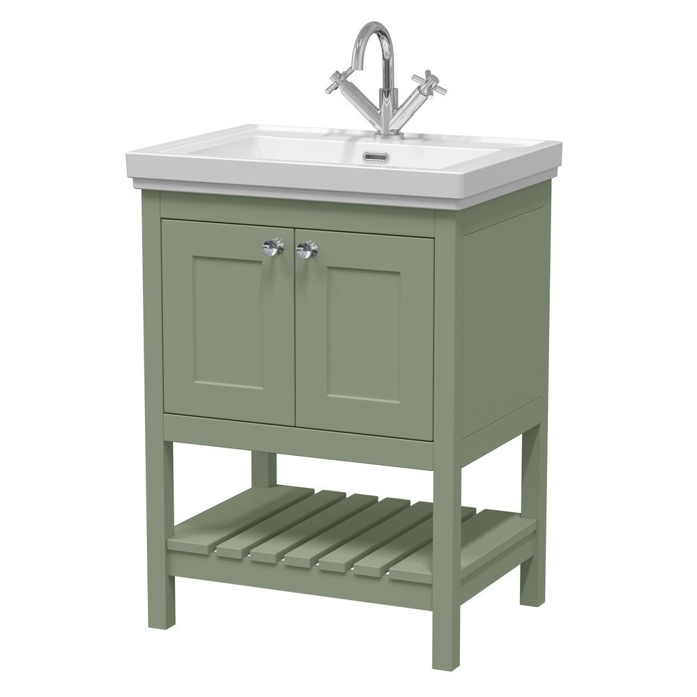Hudson Reed Bexley 600mm Fern Green Vanity Unit with Basin (1)