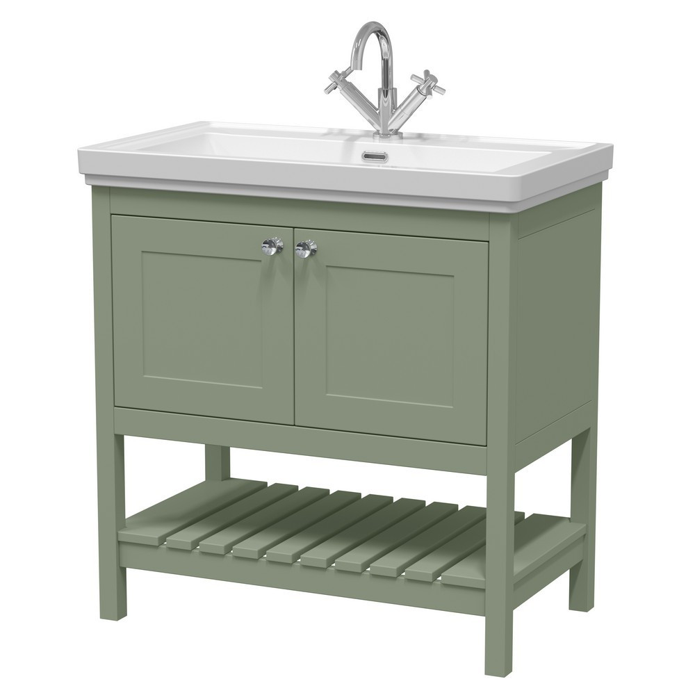 Hudson Reed Bexley 800mm Fern Green Vanity Unit with Basin (1)