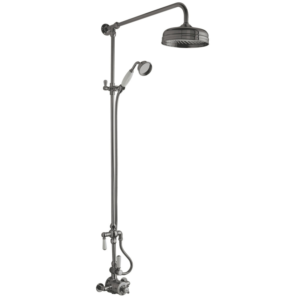 Hudson Reed Brushed Pewter Traditional Shower Valve with Head and Handset