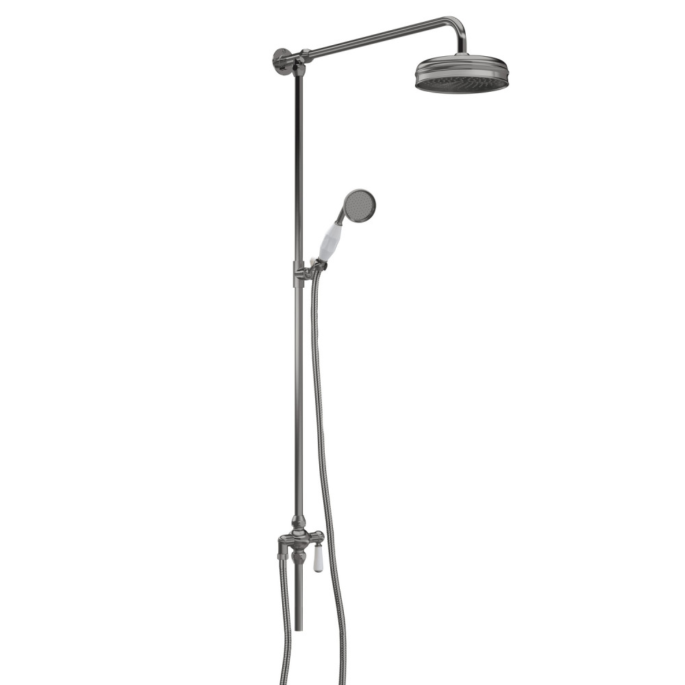Hudson Reed Brushed Pewter Victorian Grand Rigid Riser Shower Kit