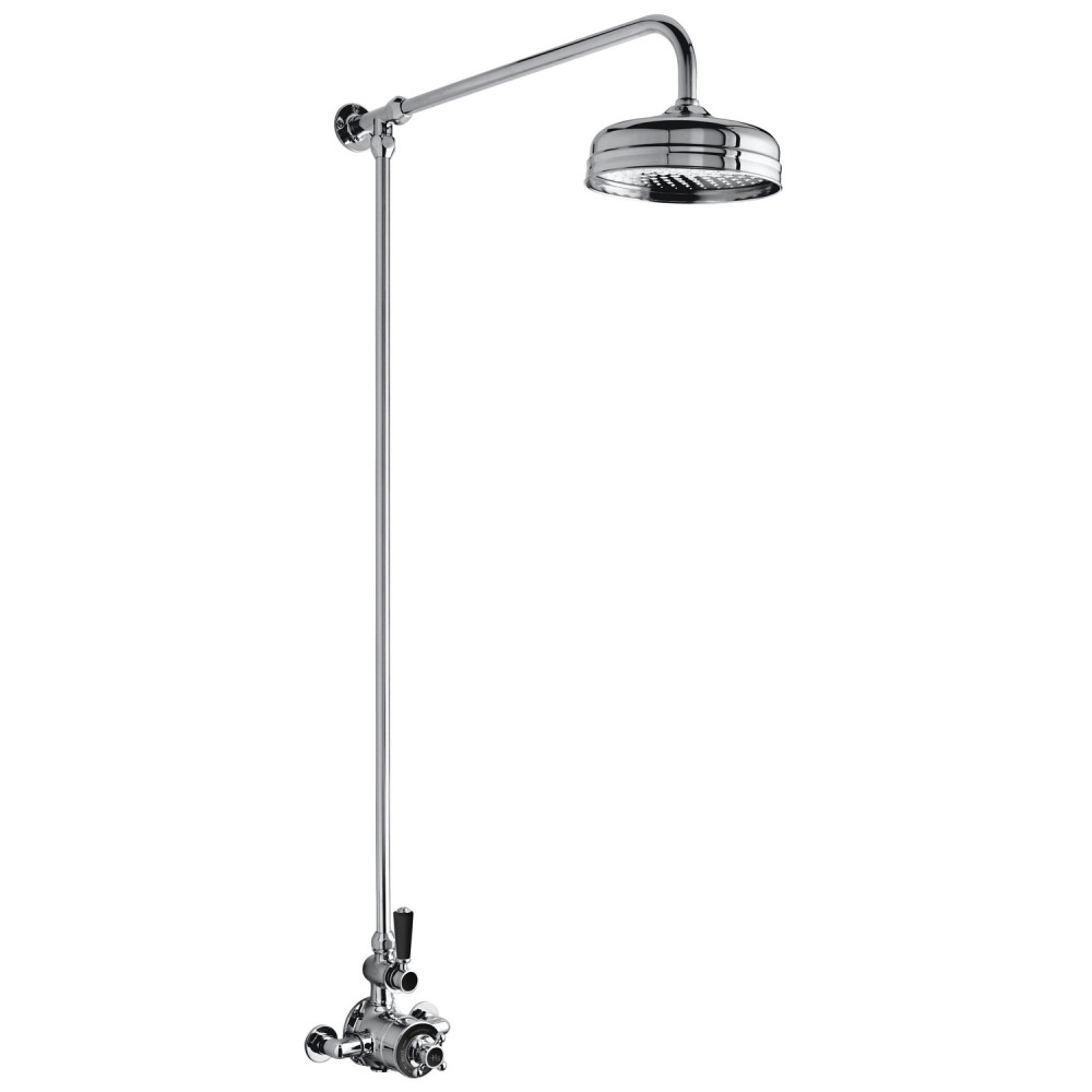 Hudson Reed Chrome and Black Traditional Shower Kit with Fixed Head