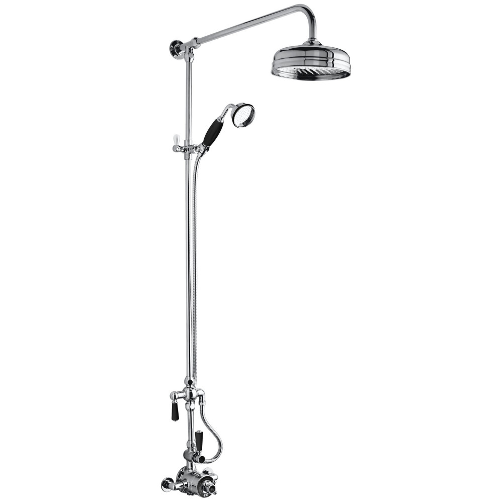 Hudson Reed Chrome and Black Traditional Shower Valve with Head and Handset