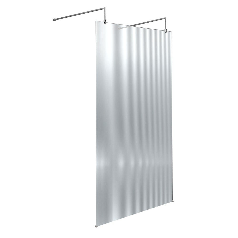 Hudson Reed Fluted 1000mm Chrome Freestanding Wetroom Screen