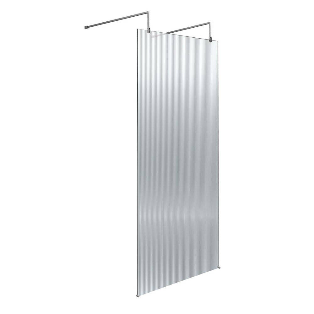 Hudson Reed Fluted 800mm Chrome Freestanding Wetroom Screen