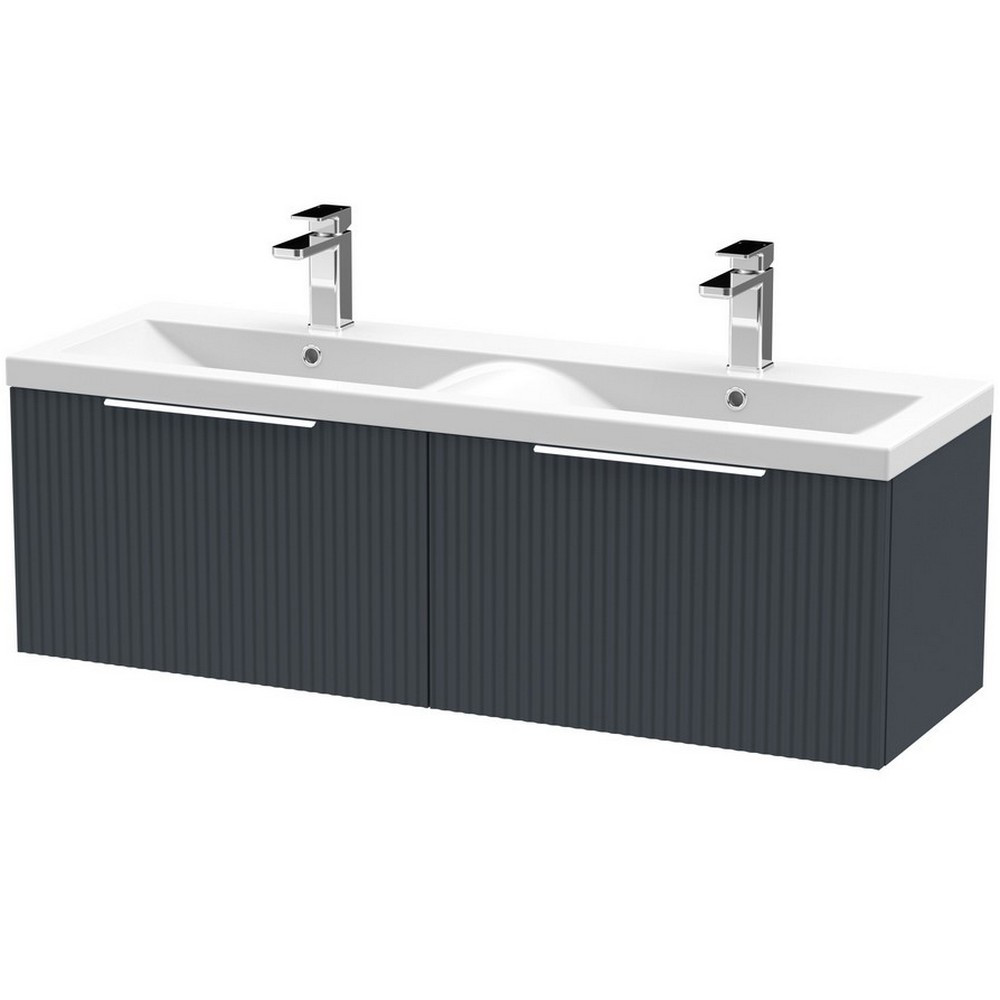 Hudson Reed Fluted Two Drawer 1200mm Cabinet and Basin Satin Anthracite