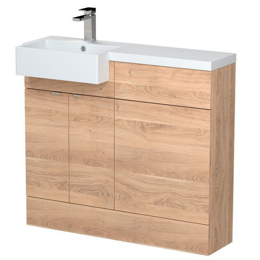 Hudson Reed Fusion 1000mm Full Depth Bleached Oak LH Square Combination Unit (1)