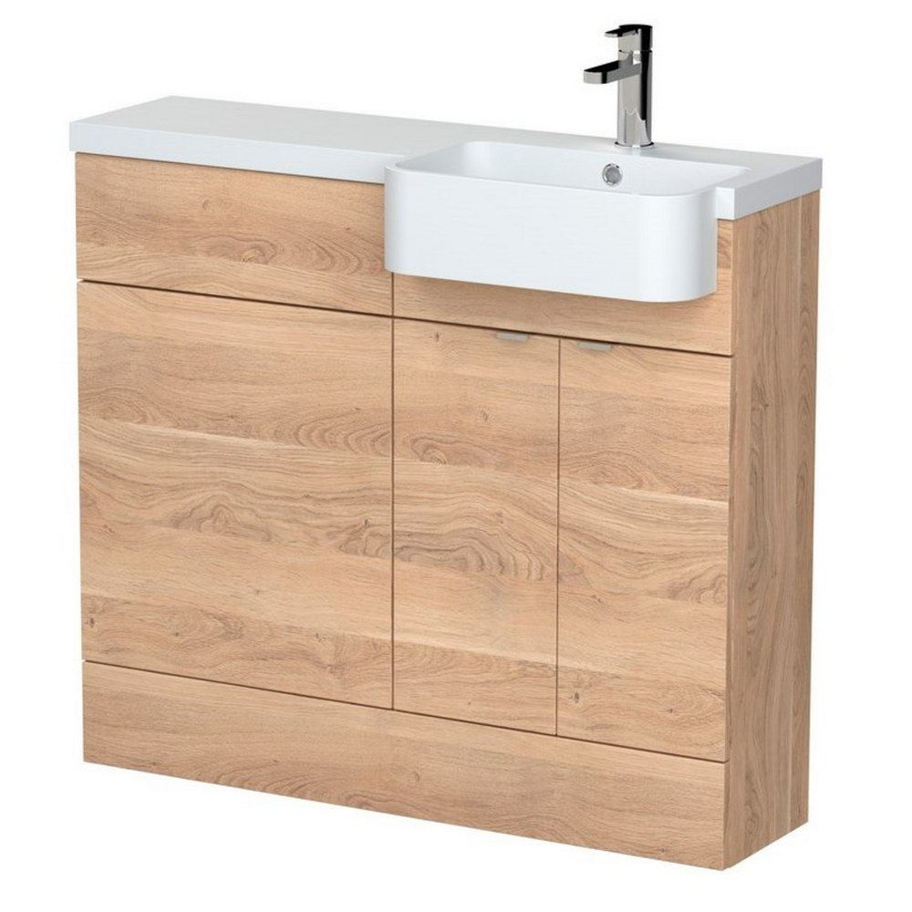 Hudson Reed Fusion 1000mm Full Depth Bleached Oak RH Round Combination Unit (1)